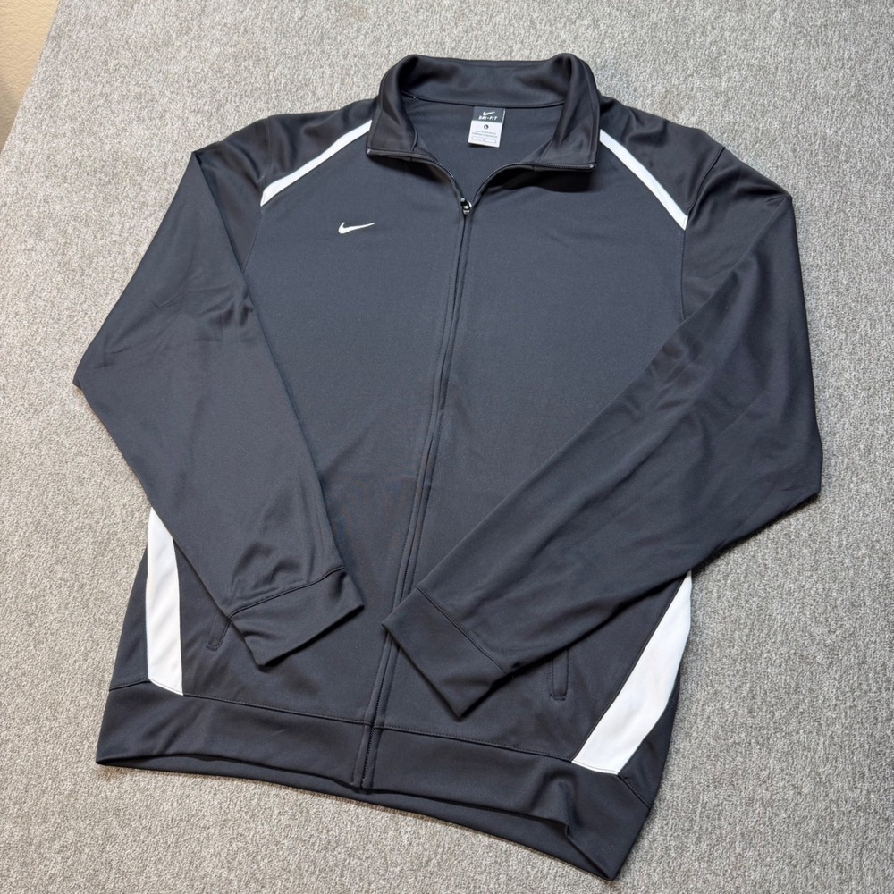 Nike Dri-FIT Mens Track Jacket Black White Full Zip 325296-012 Large